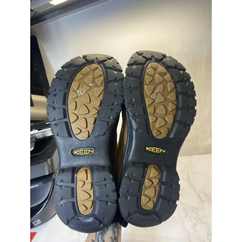 Keen Boston III Brown Leather Hiking Rubber Toe Lace Up Shoes Mens 13